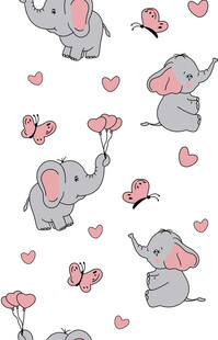 可爱小象与蝴蝶爱心图案