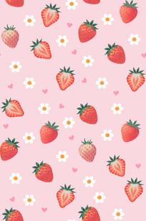 粉色草莓小花可爱图案