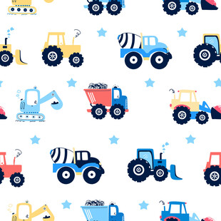 卡通工程车与拖拉机图案