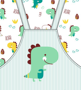 卡通恐龙图案儿童背带裙