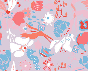 梦幻花卉海洋元素图案