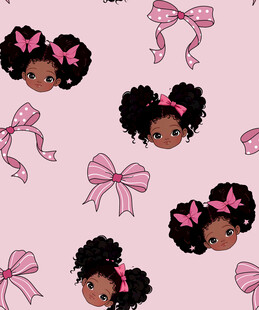 可爱黑人女孩与蝴蝶结图案