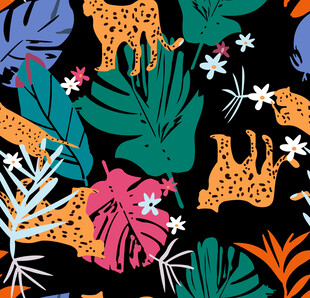 热带风情动植物图案设计