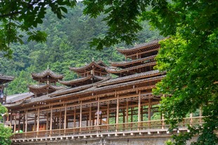 古雅廊桥隐于青山绿树间
