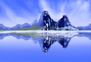 宁静山水倒影美景