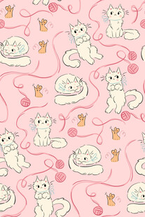 粉色猫咪图案背景