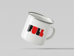 白色个性字母图案搪瓷杯展示样机