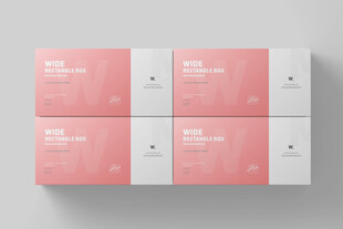 四个粉色包装纸盒排列展示样机