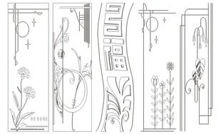简约植物图案门饰设计图