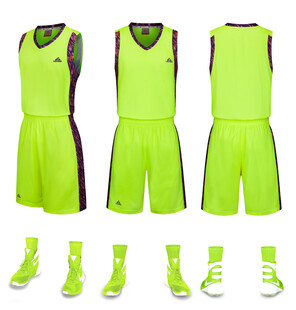 荧光绿篮球运动套装展示