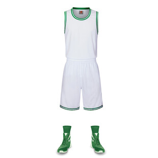 白色绿边篮球运动套装