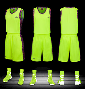 荧光绿篮球运动套装展示