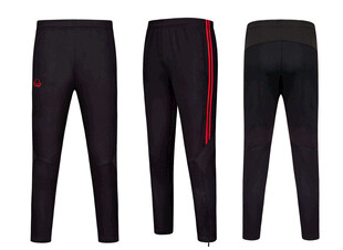 三条黑色侧边条纹运动长裤