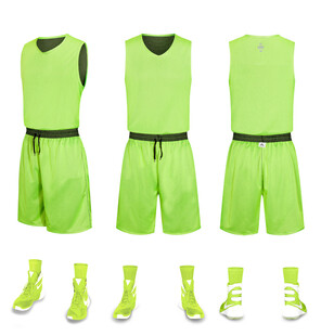 荧光绿运动套装及鞋类展示