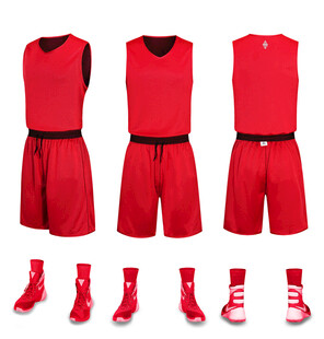 红色篮球运动套装展示