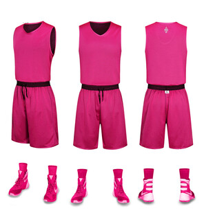 粉色篮球运动服套装展示