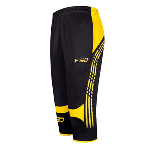 黑黄拼接运动足球七分裤