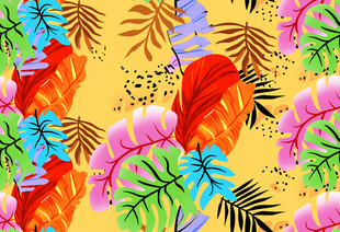 热带风情多彩植物图案