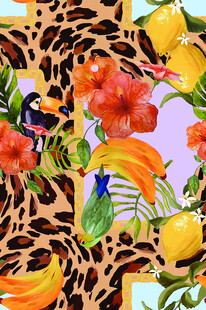 豹纹花卉热带风图案设计