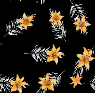 黑色背景上的黄色花卉图案