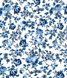 蓝白花卉图案纹理背景