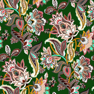 绿色底花卉图案精美纹理