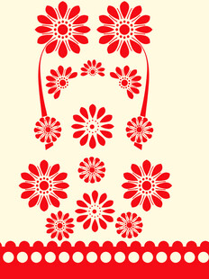 红色花卉装饰图案