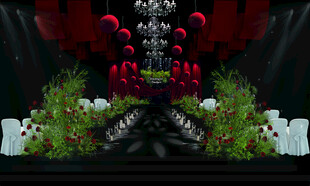 深红色布幔婚礼