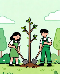 儿童植树共筑绿色美好未来