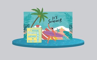 夏日泳池休闲度假场景