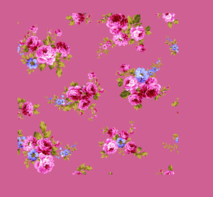 粉色背景上的缤纷花卉图案