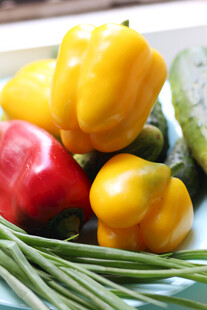 多彩甜椒与青葱组合