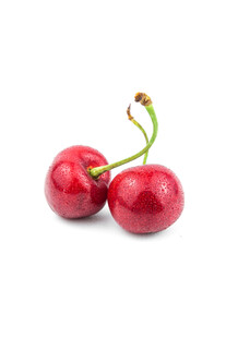 两颗鲜红饱满的樱桃