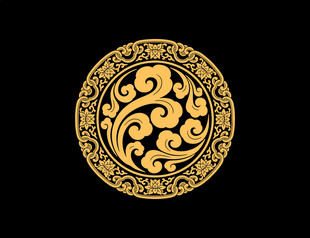 古典金色圆形花纹图案
