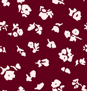 深红背景白色花卉图案