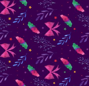 紫色背景多彩鱼图案纹理