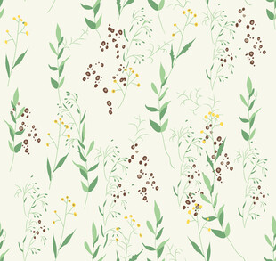 清新花草无缝图案背景