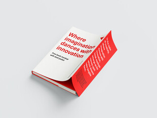 红白撞色封面书籍展示样机