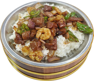 虾仁肥肠木桶饭