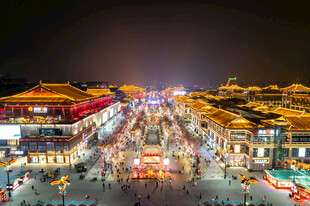 西安大唐不夜城夜景航拍图