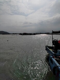 海上船只与阴沉天空景象