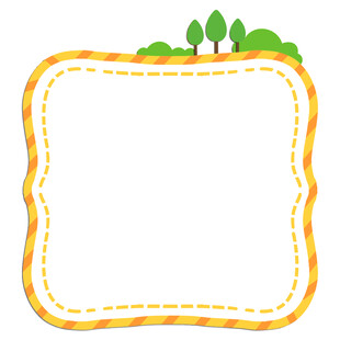 卡通绿植边框空白图片