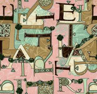 数码印花复古风格字母图案设计