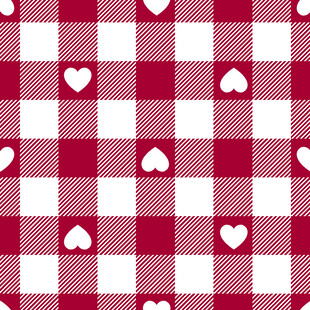 红白格子爱心图案背景