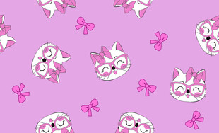 可爱猫咪蝴蝶结粉色图案