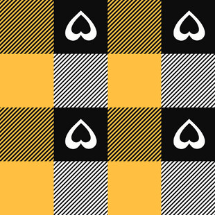 黄黑灰格子心形图案纹理