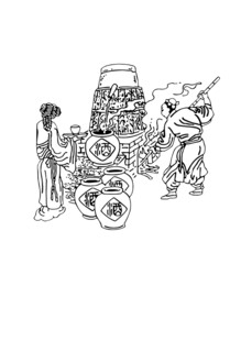 酿酒线稿矢量线稿