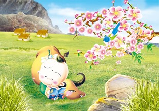 春季春日牧牛图