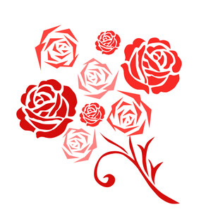 红色玫瑰花卉图案