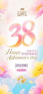 38妇女节快乐主题插画海报